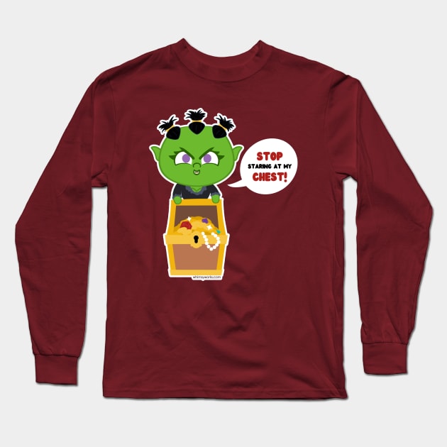 Stop Staring at My Chest // D20 // Orc Long Sleeve T-Shirt by whimsyworks